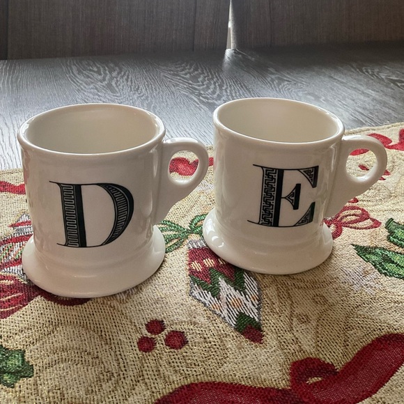 Monogram “E” White Mugs with wide  bottom. - Picture 3 of 5